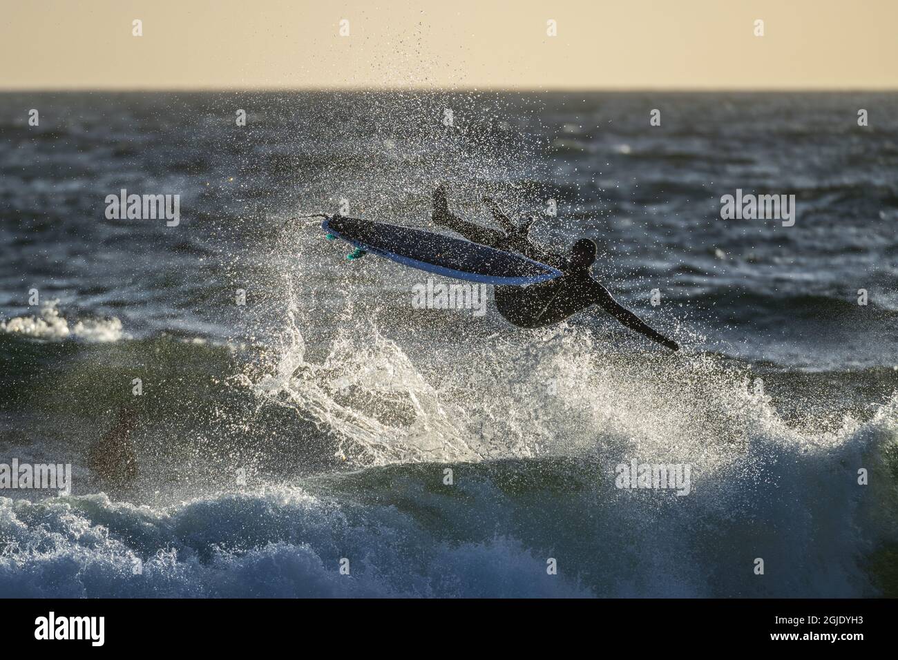 Surfer genießen am 23. Januar 2021 die Sonne, die Wellen und das milde Wetter auf Toro, Nynashamn, im Stockholmer Archipel. Foto: Pontus Orre / TT Code 2559 Stockfoto