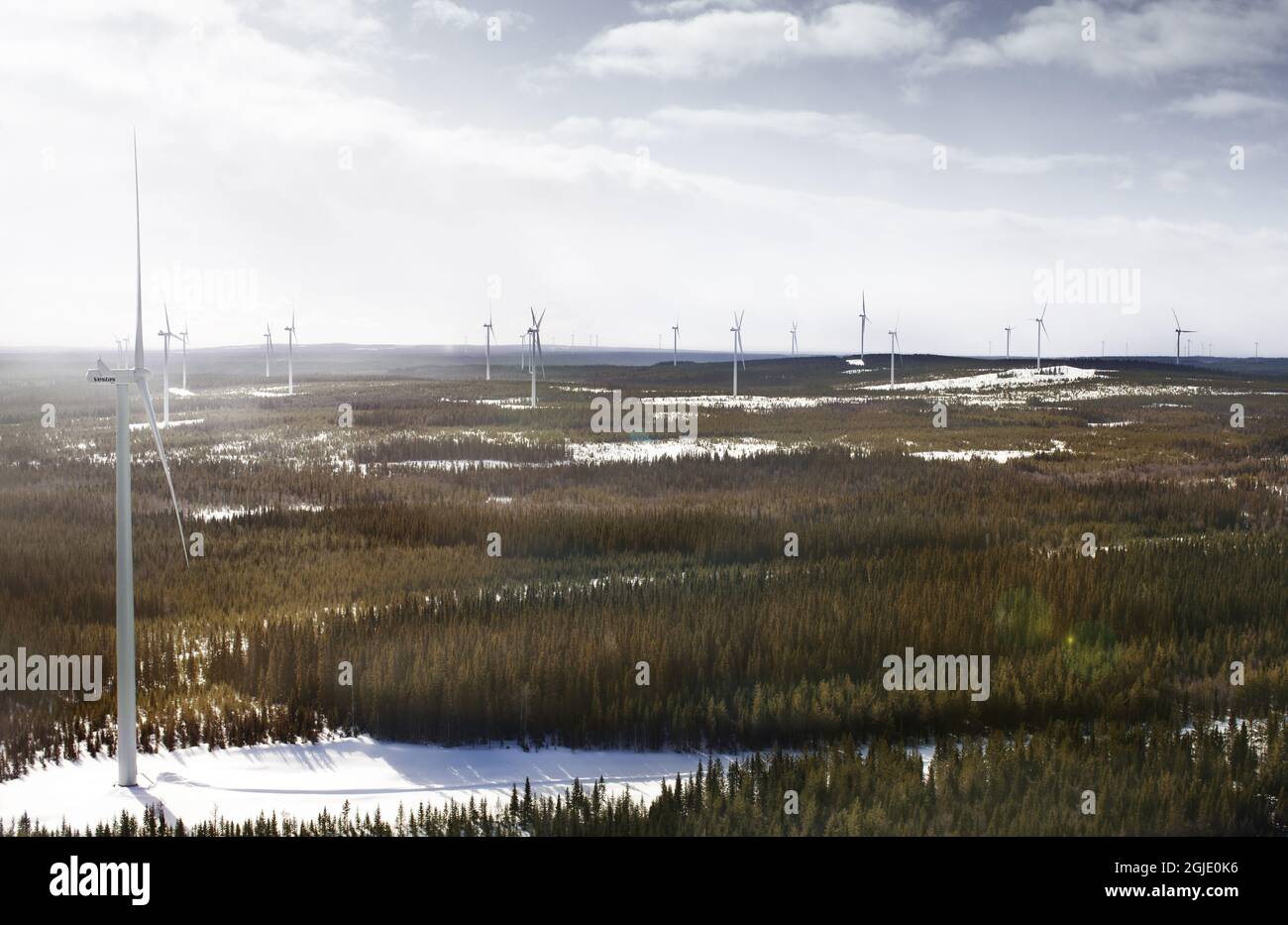 Der Windpark in Askalen in Jamtland, Schweden. Foto: Johanna Hanno / TT / Code 4854 Stockfoto