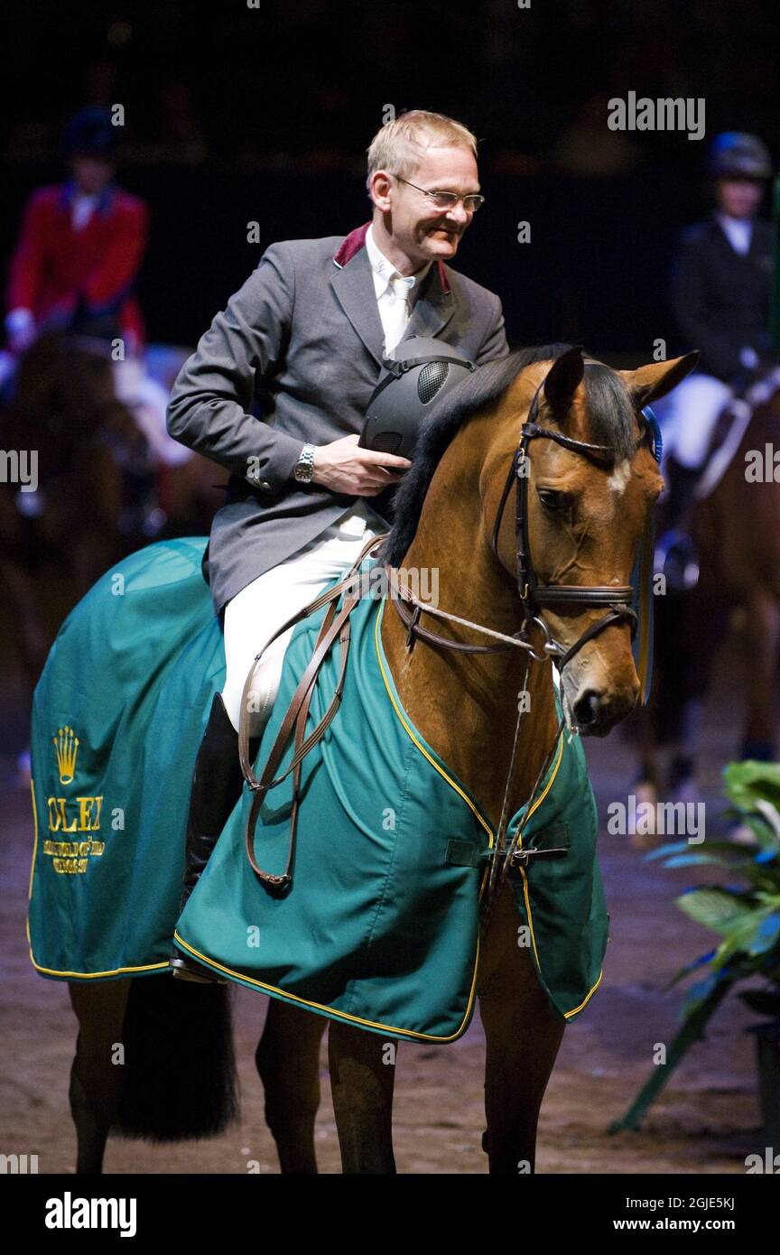 Der deutsche Reiter Heinrich Hermann Engemann, der mit seinem Pferd Aboyeur das erste Weltcup-Reitfinale am Donnerstag, den 24. April 2008 in Göteborg gewann. Foto Adam Ihse / SCANPIX SWEDEN/ Kod 9200 Stockfoto