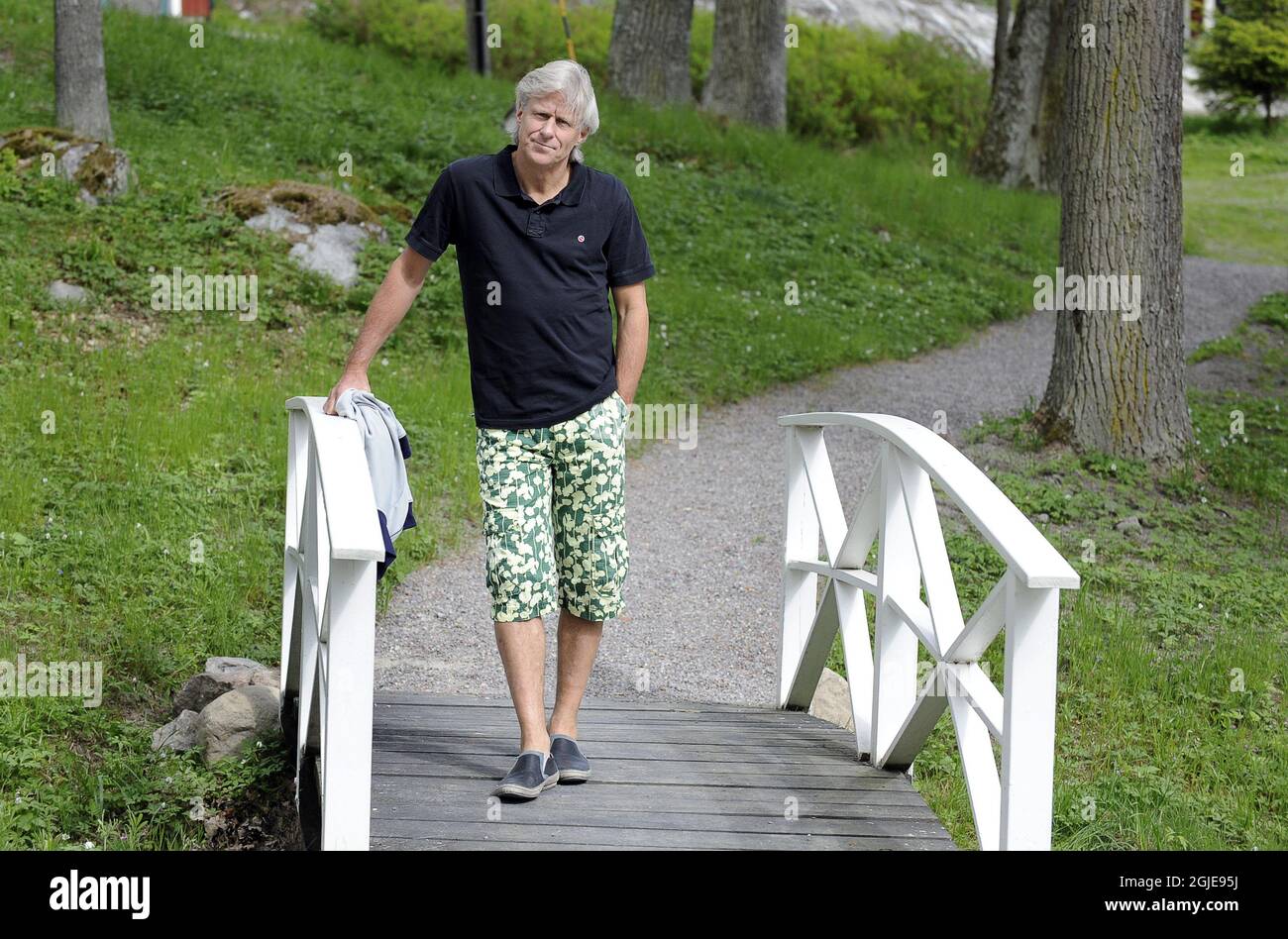 Tennislegende Bjorn Borg posiert vor seinem Herrenhaus Stockfoto
