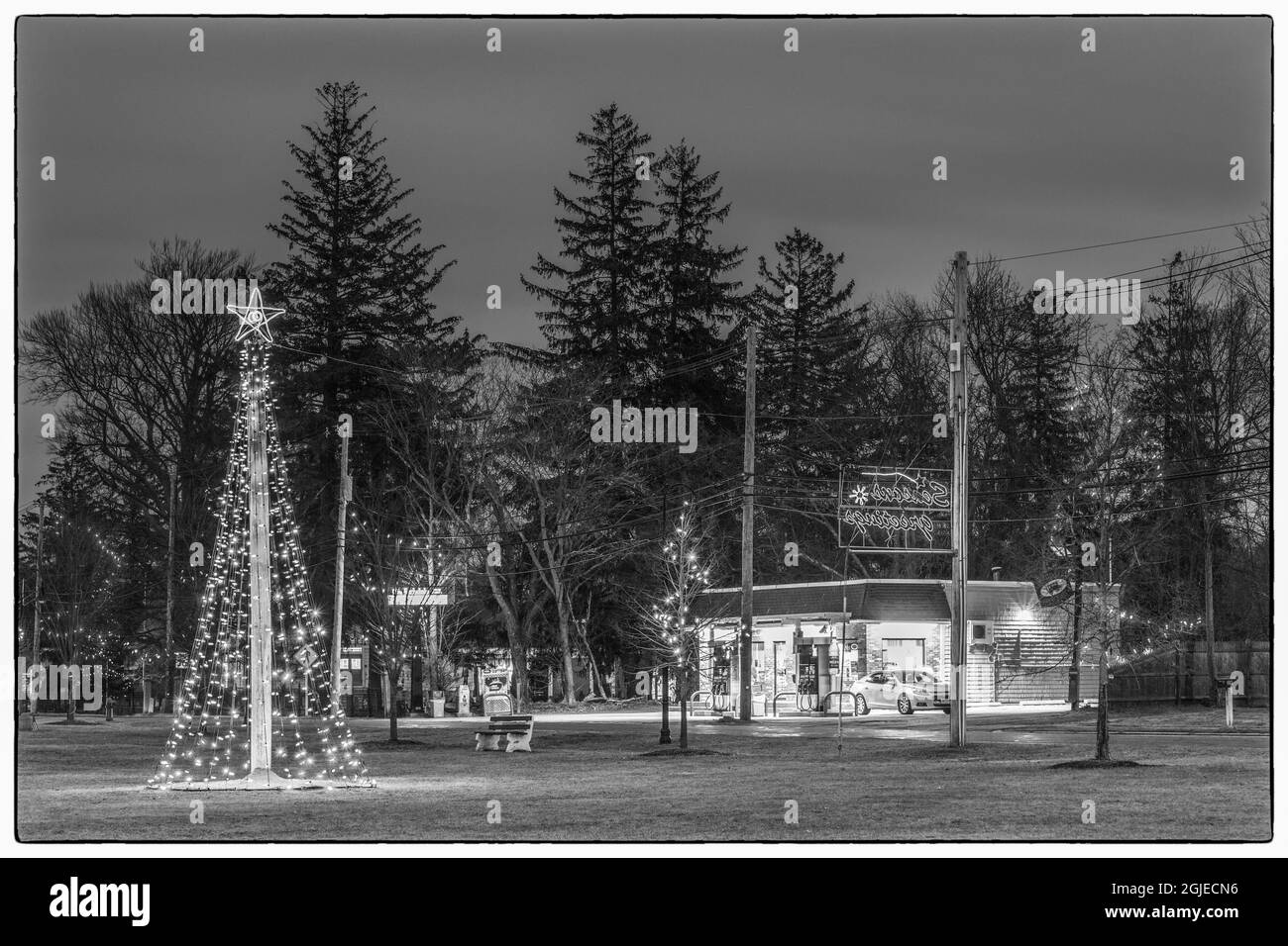 USA, New England, Massachusetts, Rowley, Dorf Weihnachtsbaumschmuck Stockfoto