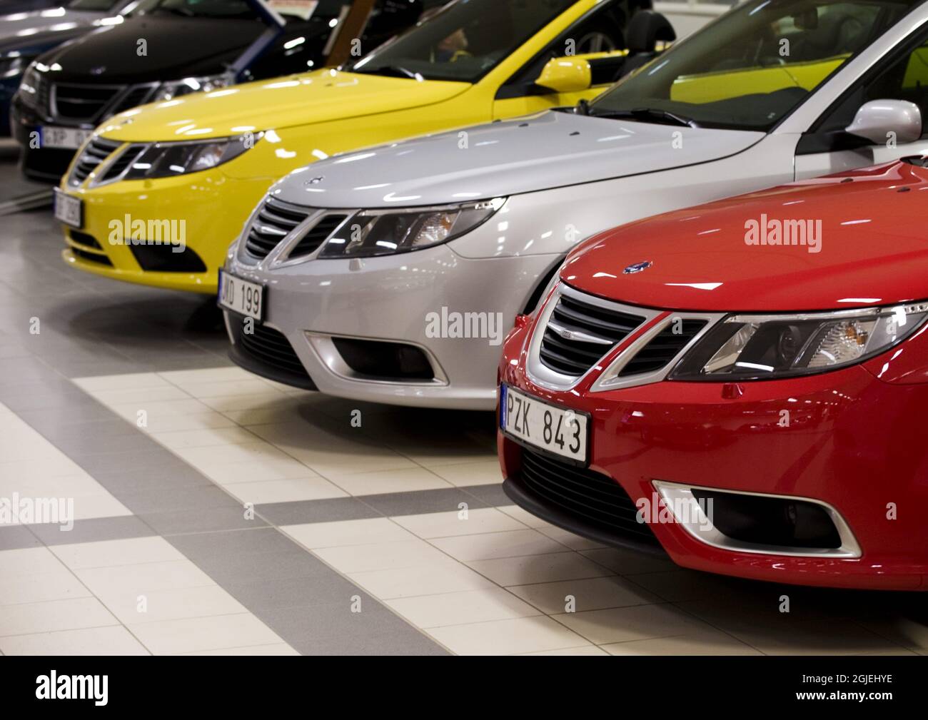 Saab Automobile in Akalla bei Stockholm. Saab Automobile ab meldete am Freitag, den 20. Februar 2009, den Wiederaufbau an. Stockfoto