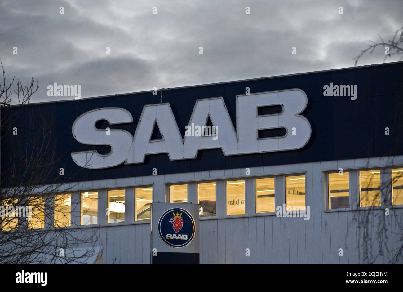 Saab Automobile in Akalla bei Stockholm. Saab Automobile ab meldete am Freitag, den 20. Februar 2009, den Wiederaufbau an. Stockfoto