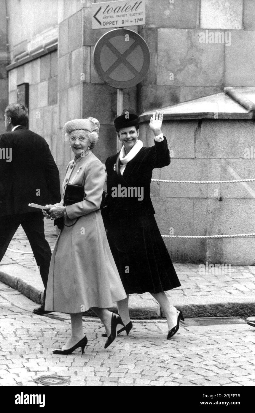 Prinzessin Lilian und Königin Silvia von Schweden. Stockfoto