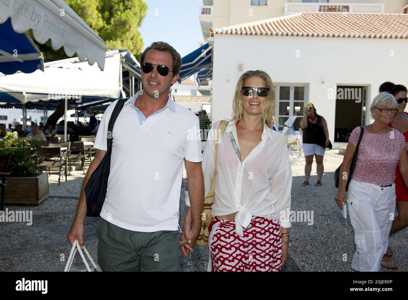 Prinz Nikolaos und Tatiana Blatnik vor der Vorhochzeit in Spetses, Griechenland. Stockfoto