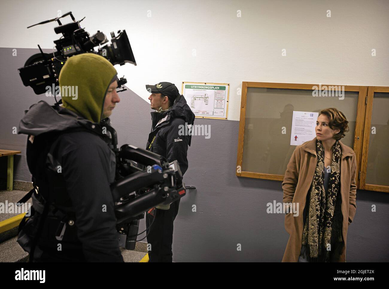 Noomi Rapace wird während der Dreharbeiten zum Film 'Beyond' in Stockholm, Schweden, 2010 gesehen. Regie führt Pernilla August. Stockfoto