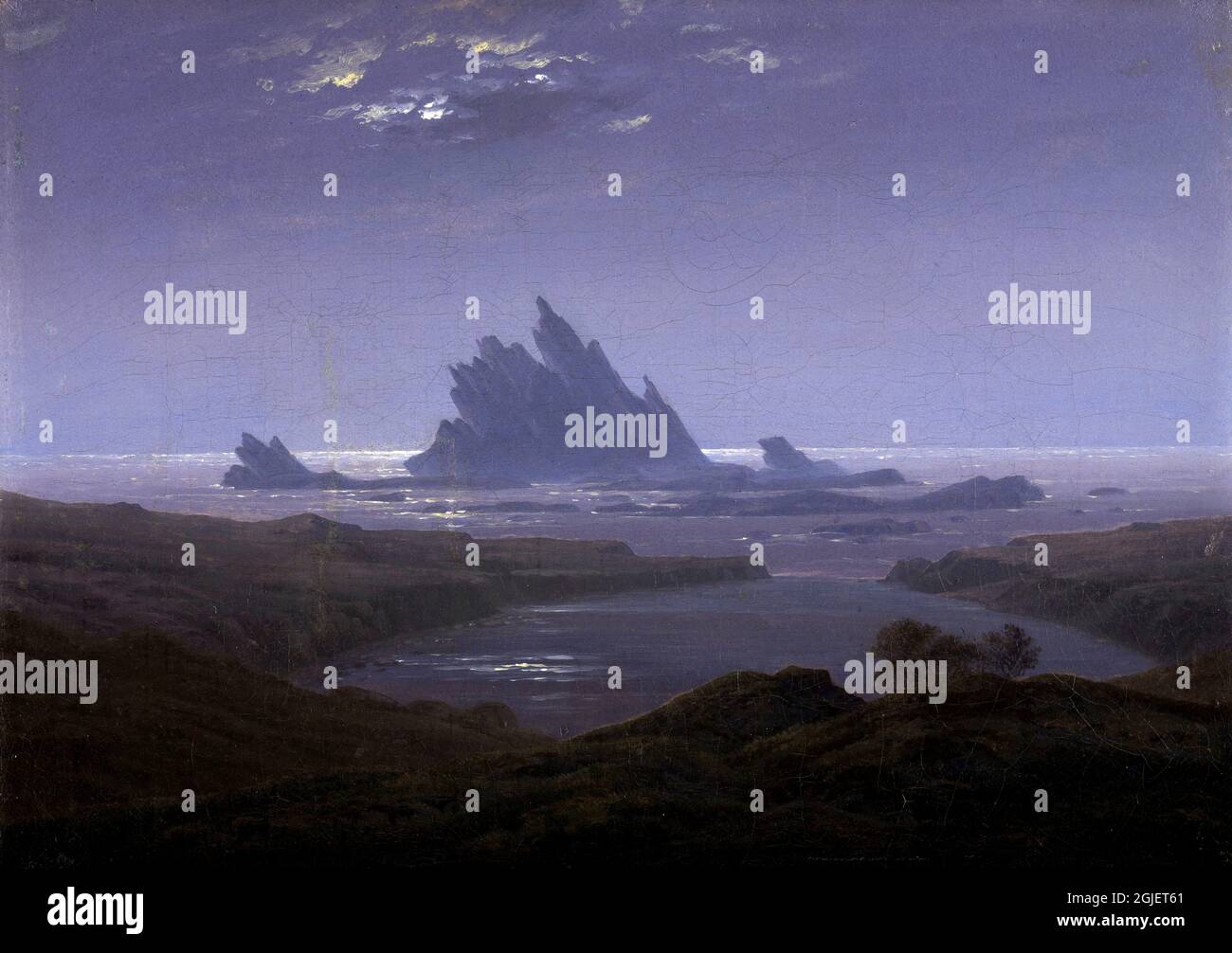 Rocky Reef on the Seashore von Caspar David Friedrich (1774-1840), Öl auf Leinwand, um 1825 Stockfoto