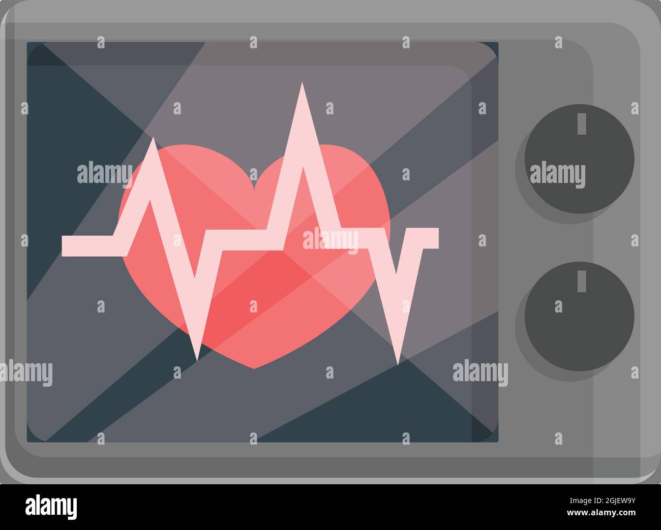 Cartoon-Vektor mit Herzmonitorsymbol. Medizinische Herzdiagnostik. Gesundheitselektrokardiogramm Stock Vektor