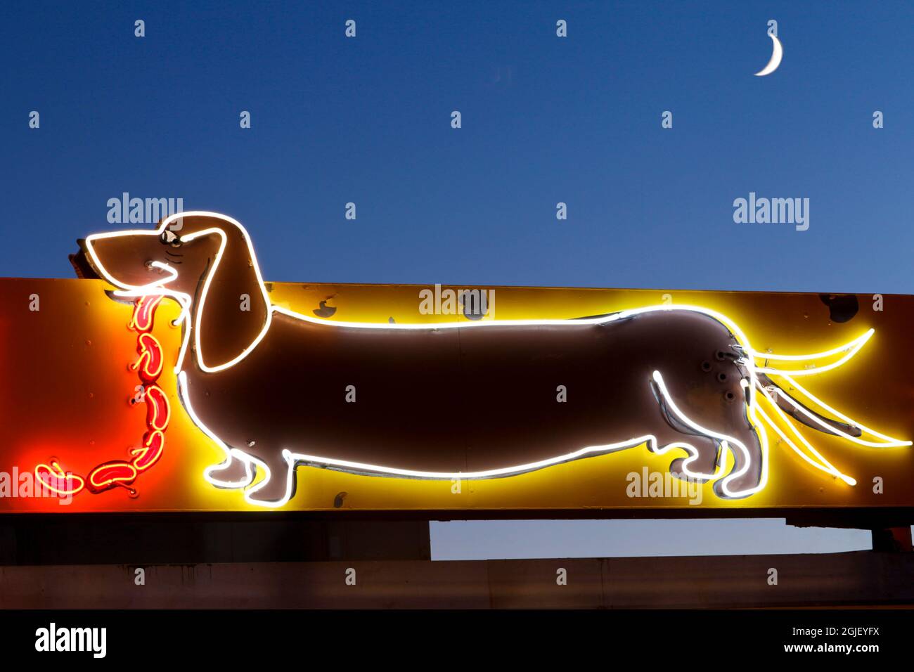 Albuquerque, New Mexico, USA. Route 66, Hundehaus, Hot Dog Stand. Stockfoto
