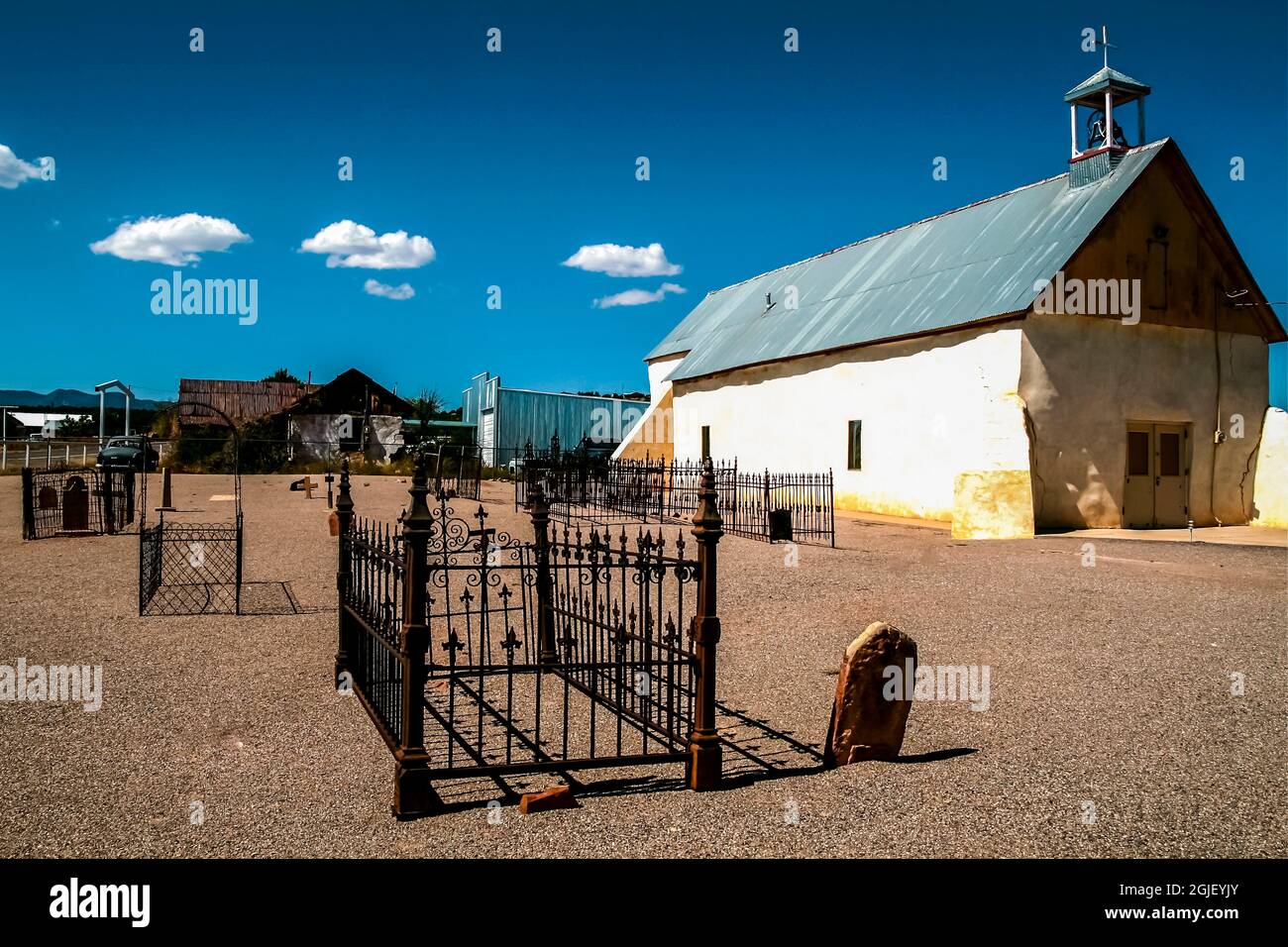 Punta de Agua, New Mexico, USA. Alte katholische Kirche. Spanischer Einfluss. Stockfoto