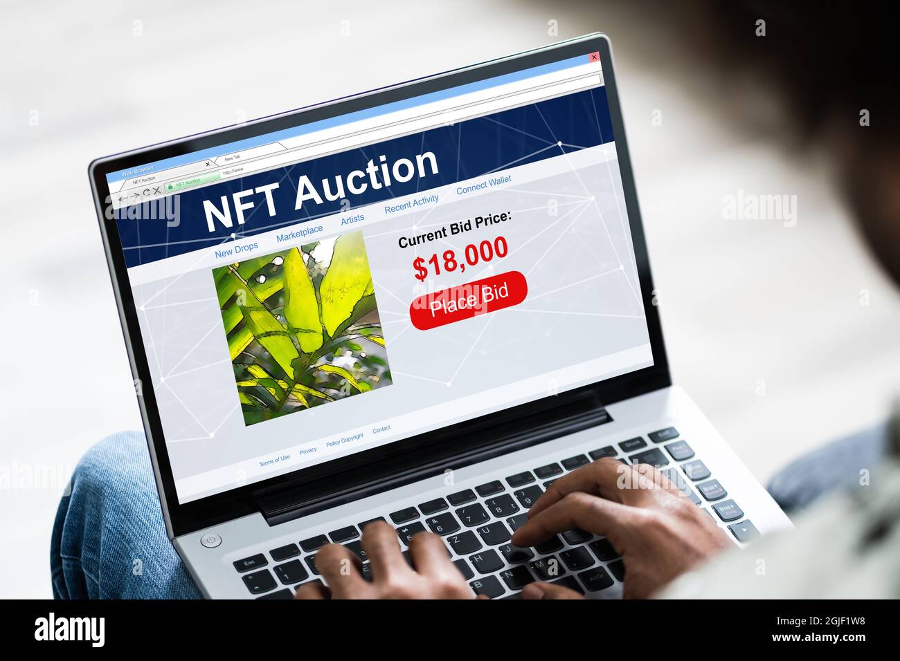 NFT Art Auction. Virtuelle Digitale Kunsttechnologie Stockfoto