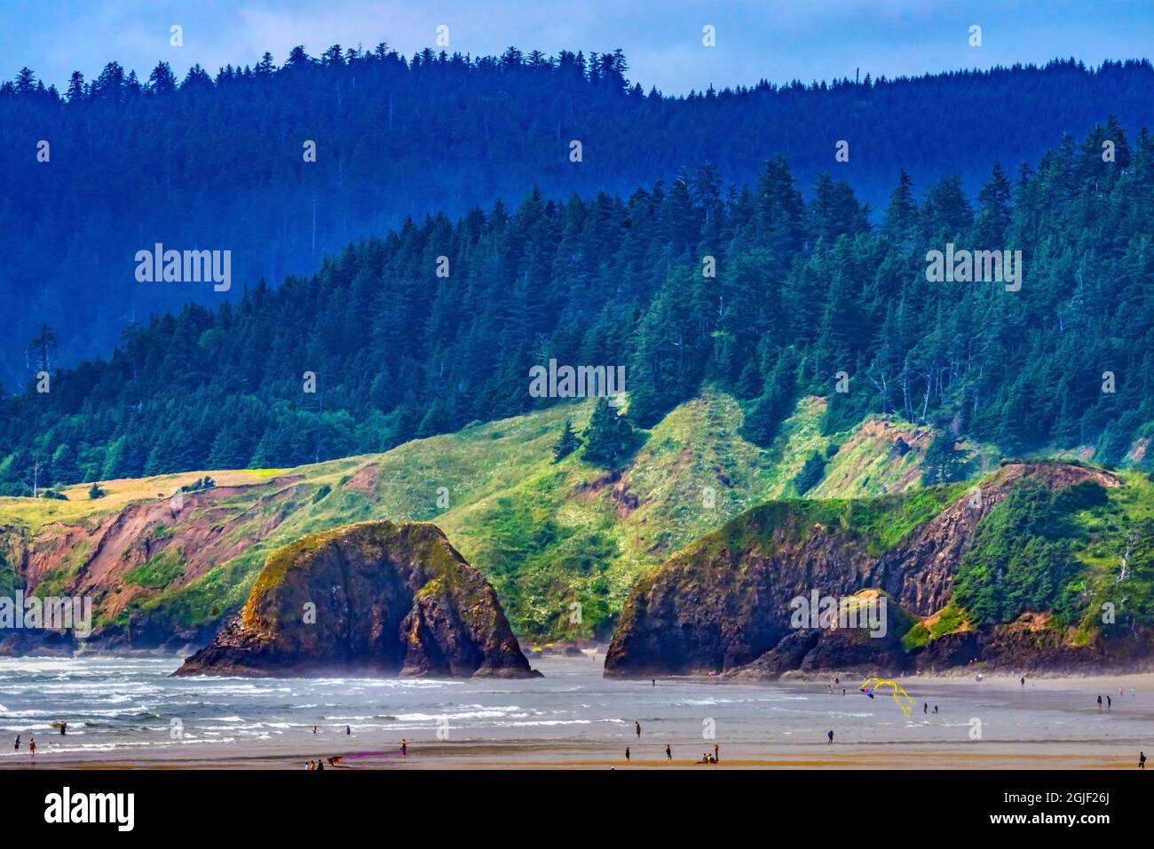 Bunte Klippen, Canon Beach, Clatsop County, Oregon. Ursprünglich entdeckt von Clark von Lewis Clark im Jahr 1805 Stockfoto