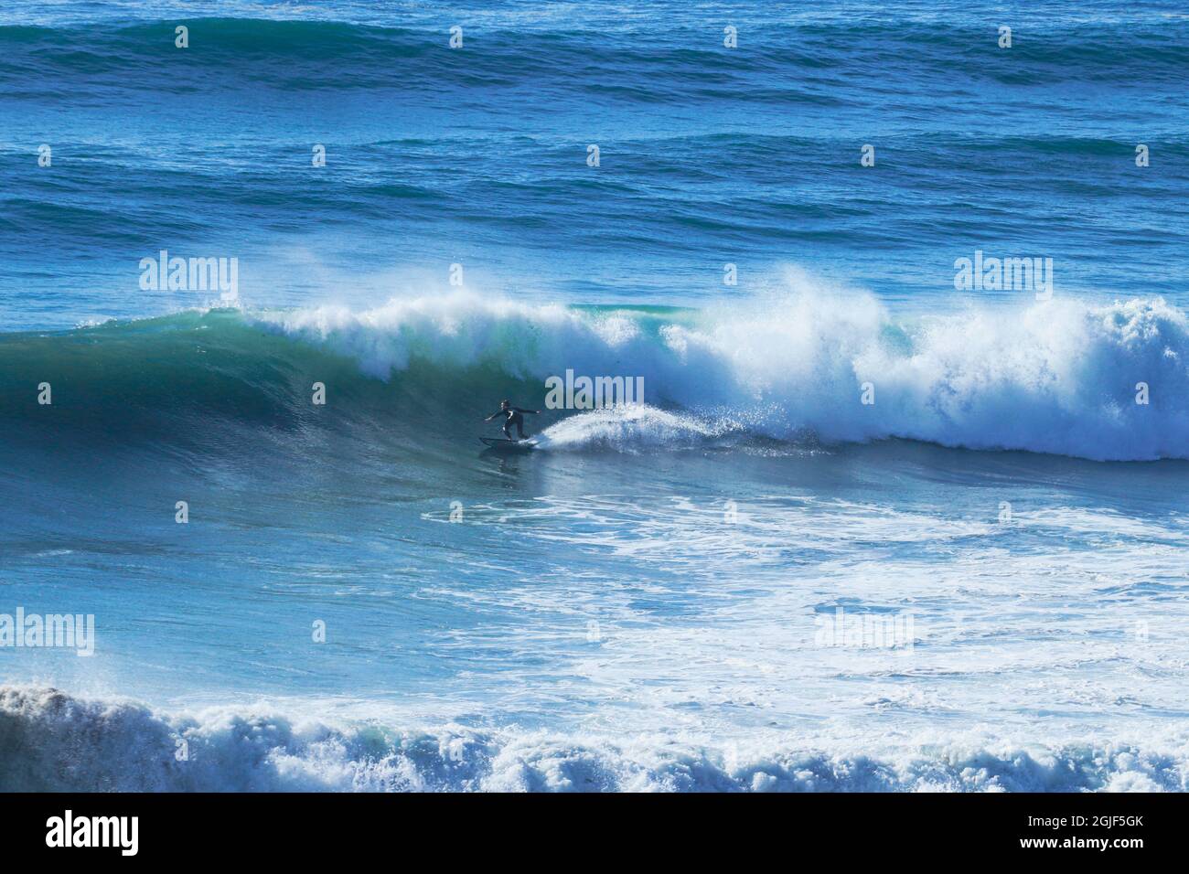 Surfer auf einer perfekten Welle Stockfoto