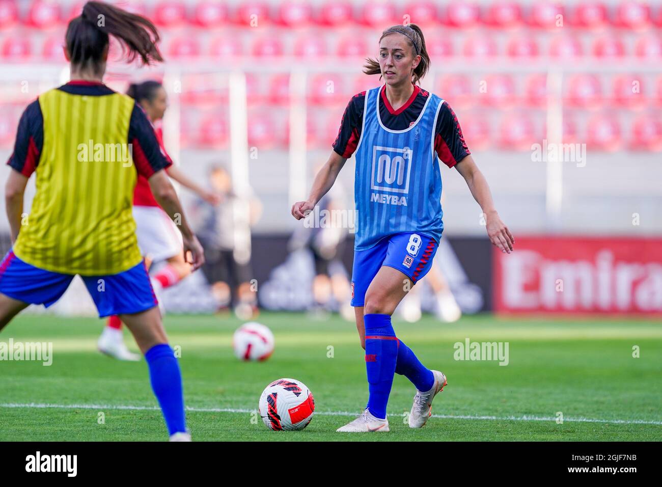 LISSABON, PORTUGAL - 9. SEPTEMBER: Suzanne Giesen vom FC Twente während des zweiten Qualifikationsrunden-Spiels der UEFA Women's Champions League 2021/2022 zwischen SL Benfica und FC Twente am 9. September 2021 auf dem Futebol Campus Seixal in Lissabon, Portugal (Foto: Andre Weening/Orange Picles) Stockfoto