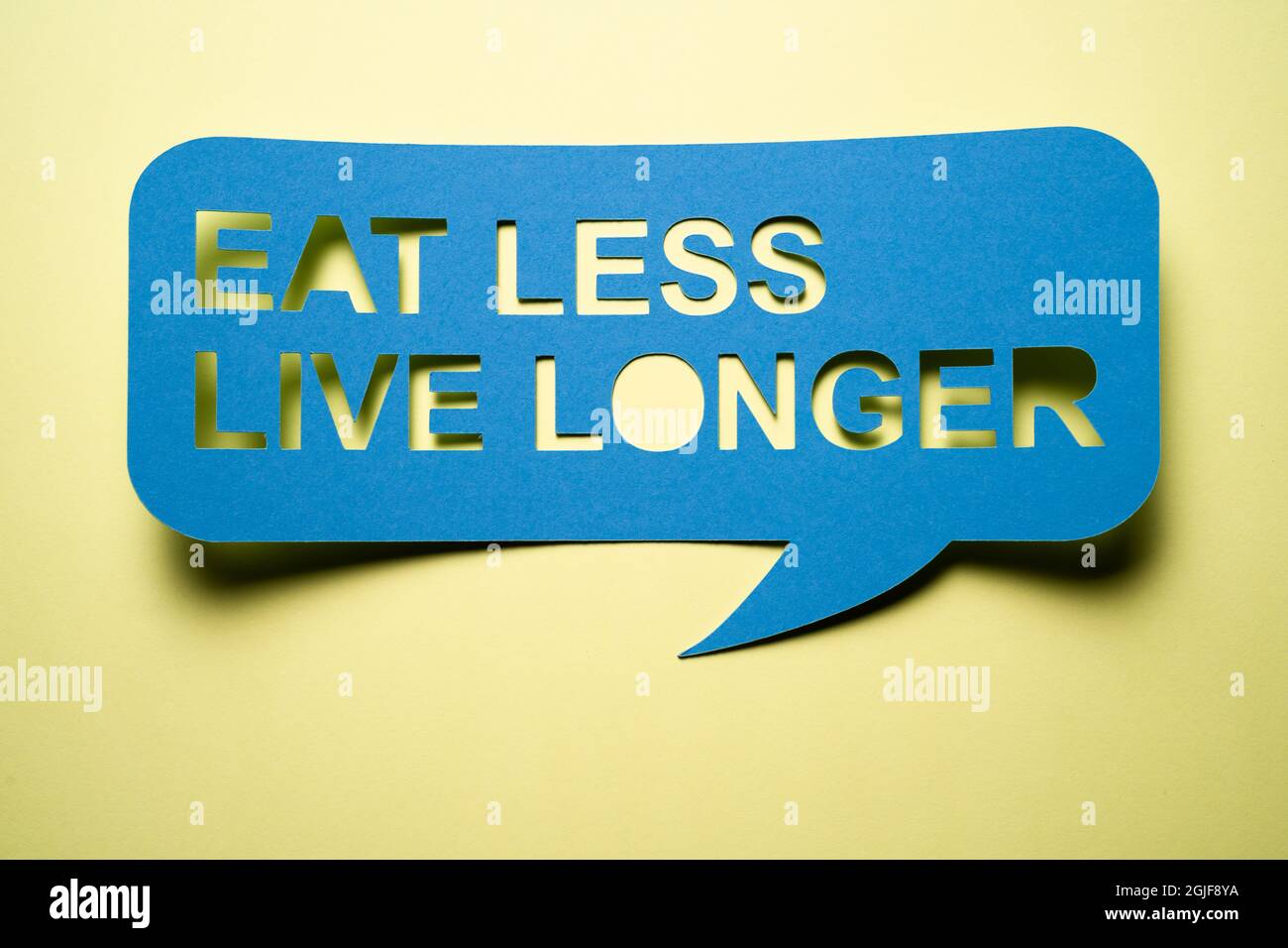Essen Sie Weniger Länger Leben Motivationales Meldungszeichen Stockfoto