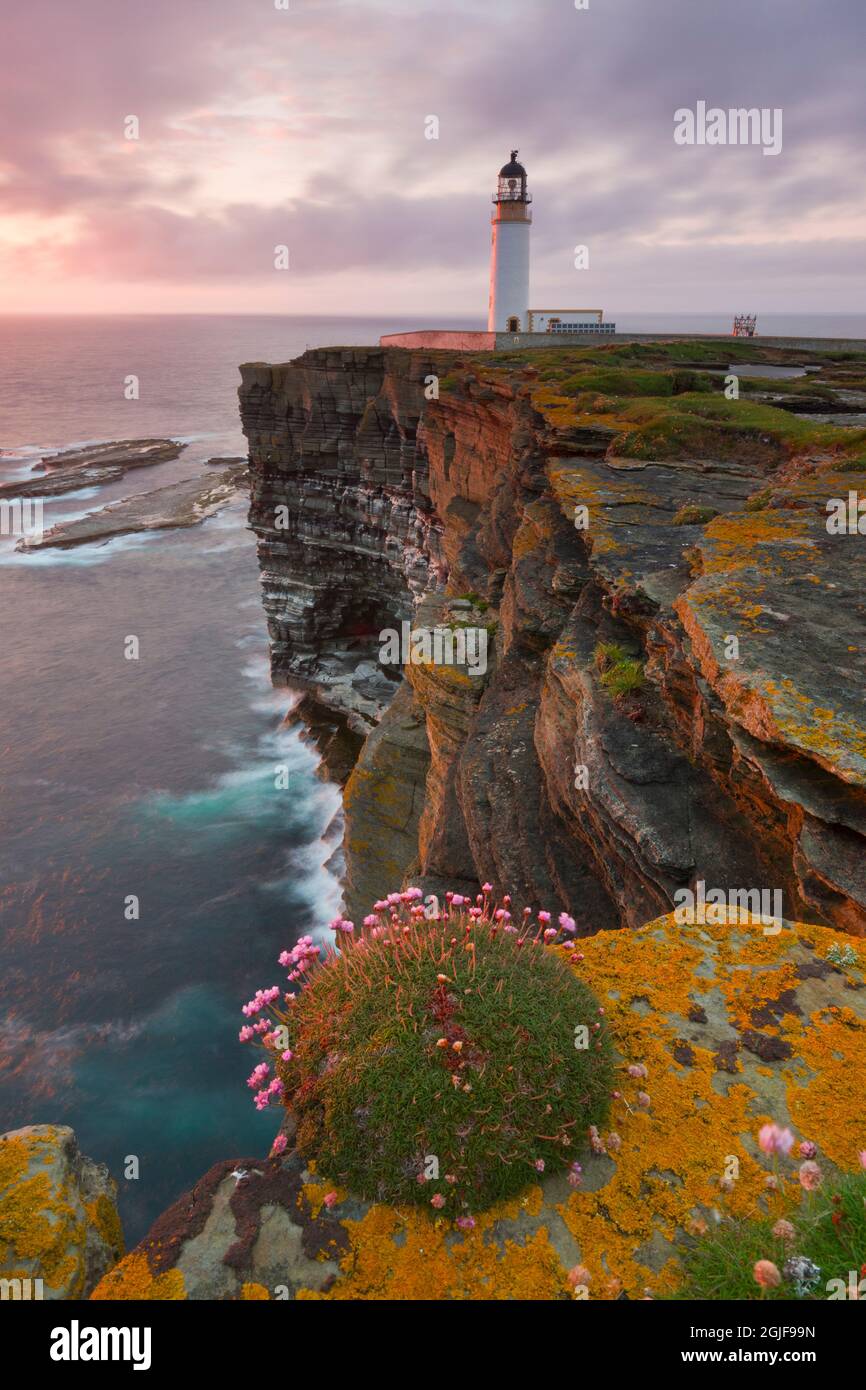 Sommeruntergang auf Noup Head, Westray, Orkney Isles Stockfoto
