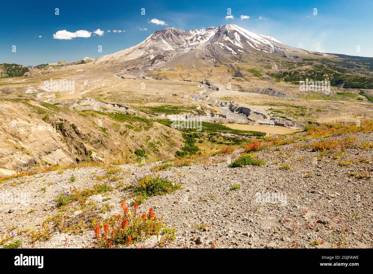 USA, Washington State, Skamania County. Mount St. Helens oder Louwala-Clough ist ein aktiver Stratovulkan. Stockfoto