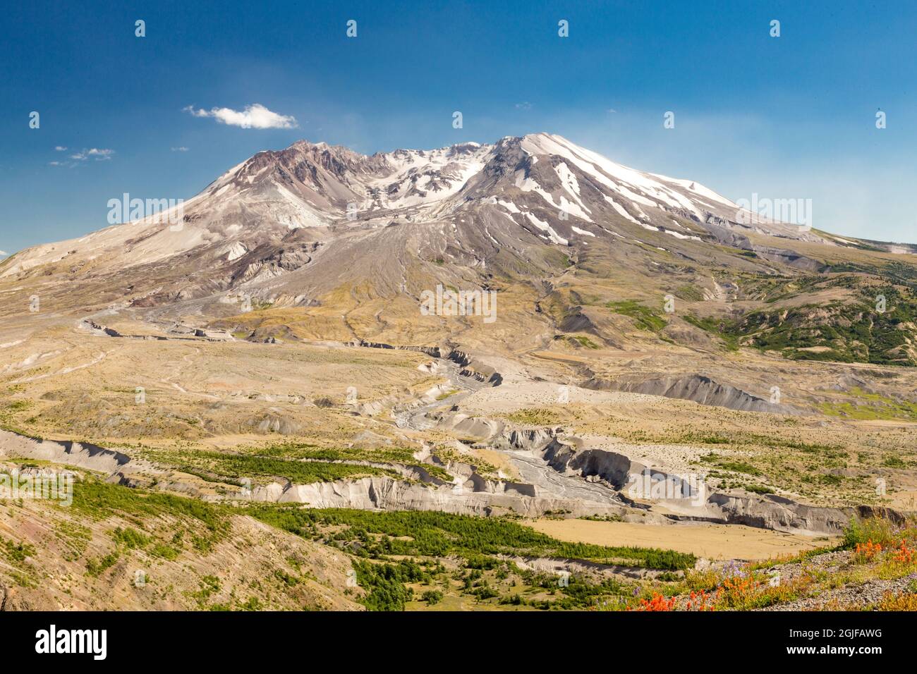 USA, Washington State, Skamania County. Mount St. Helens oder Louwala-Clough ist ein aktiver Stratovulkan. Stockfoto