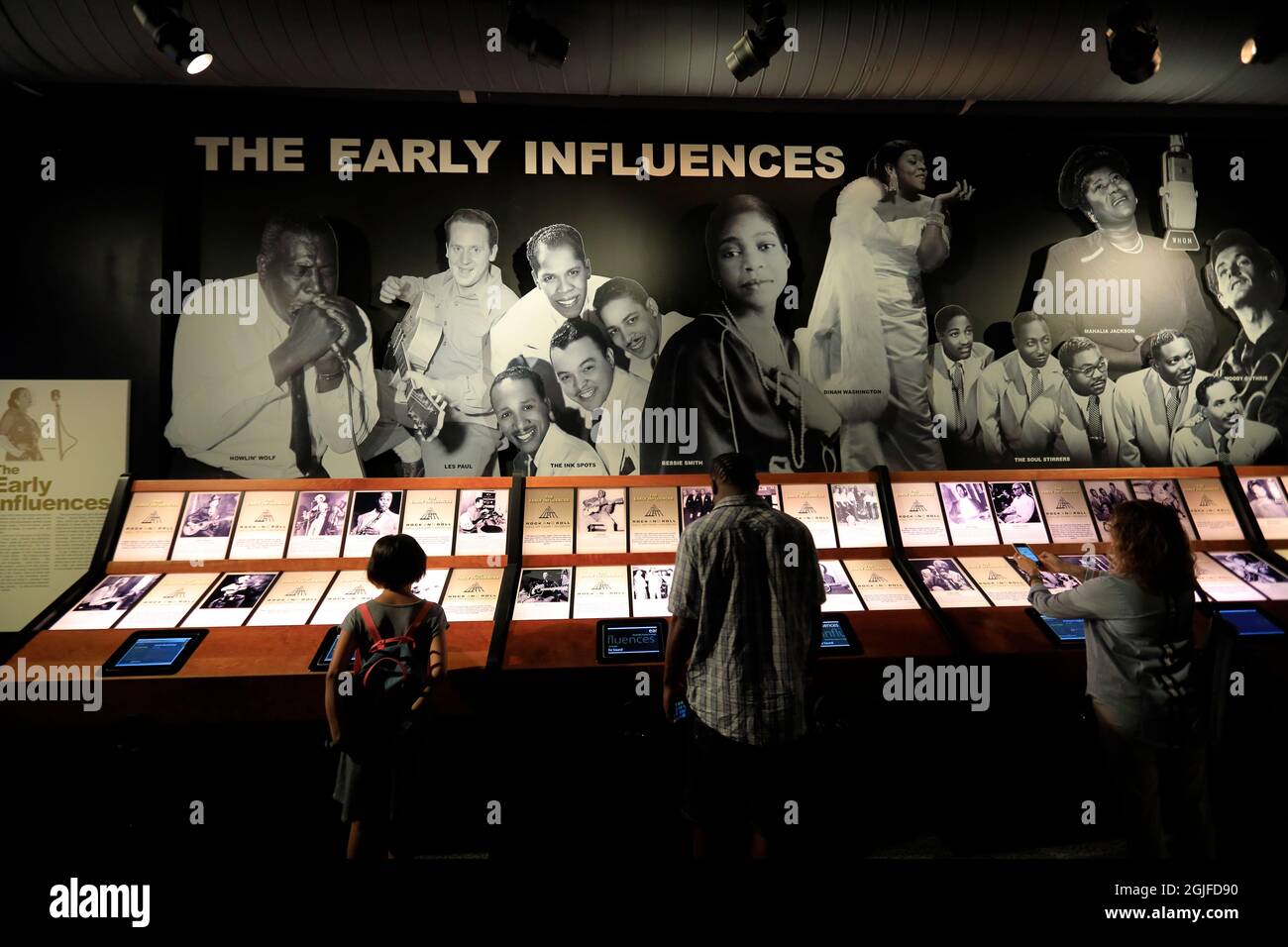 Die Ausstellungen der frühen Einflüsse auf Rock and Roll Musik.Rock and Roll Hall of Fame.Cleveland.Ohio.USA Stockfoto