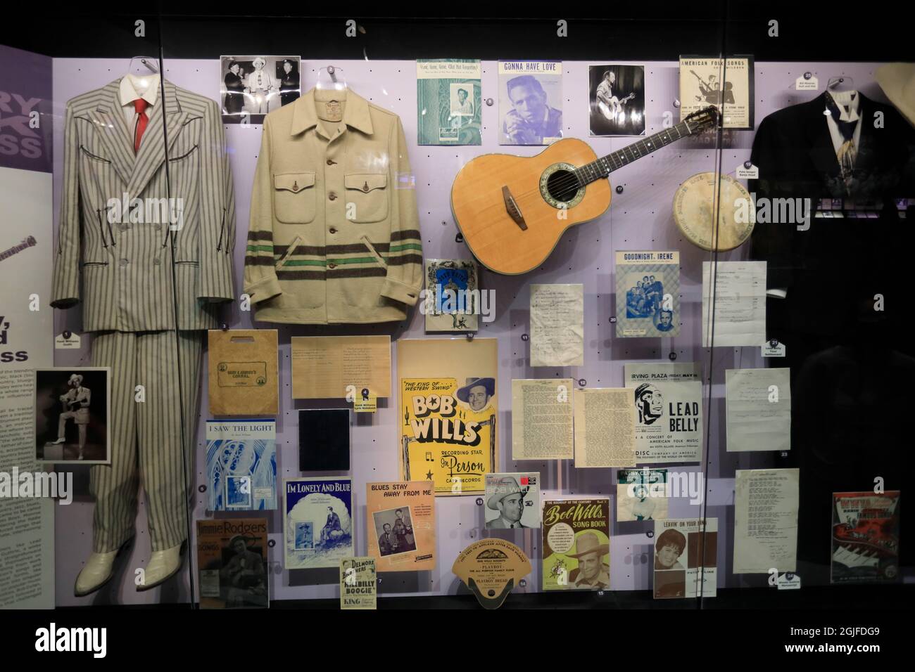 Ausstellung von Country Folk und Bluegrass Musik in der Rock and Roll Hall of Fame.Cleveland.Ohio.USA Stockfoto