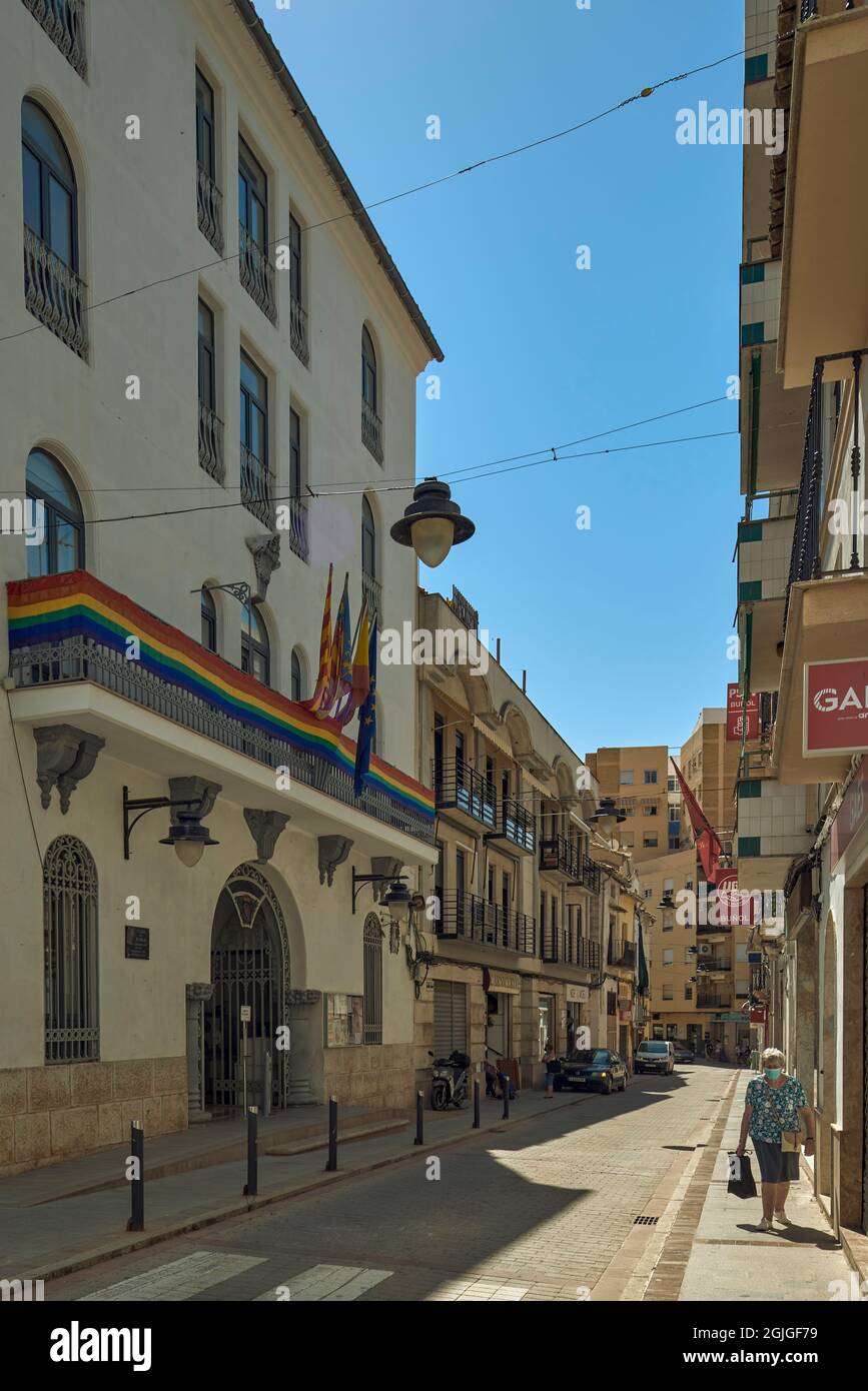 Buñol ist eine Gemeinde der Valencianischen Gemeinschaft, die sich im Landesinneren der Provinz Valencia in der Region La Hoya de Bunol, Spanien, befindet Stockfoto