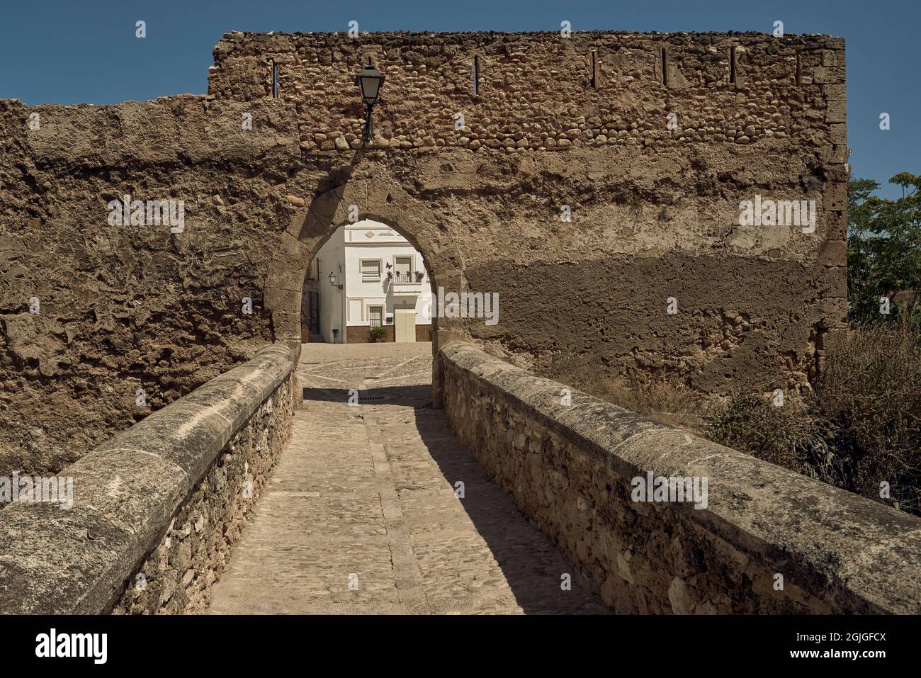 Buñol ist eine Gemeinde der Valencianischen Gemeinschaft, die sich im Landesinneren der Provinz Valencia in der Region La Hoya de Bunol, Spanien, befindet Stockfoto