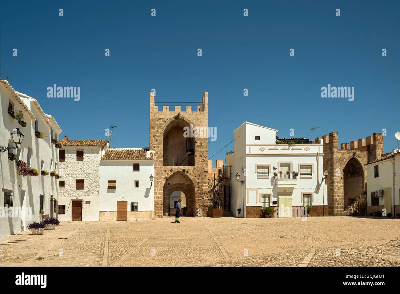 Buñol ist eine Gemeinde der Valencianischen Gemeinschaft, die sich im Landesinneren der Provinz Valencia in der Region La Hoya de Bunol, Spanien, befindet Stockfoto