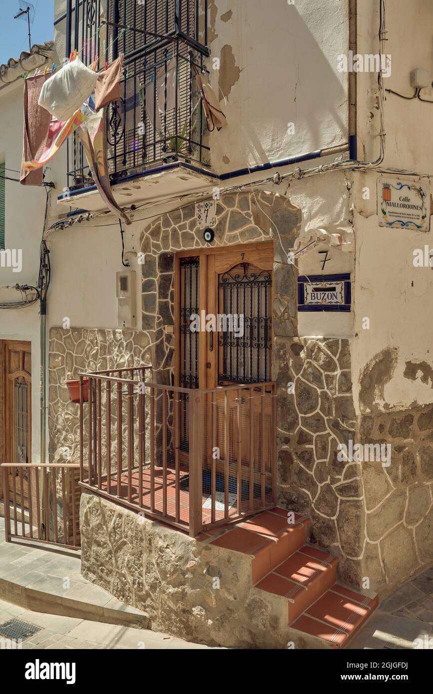 Buñol ist eine Gemeinde der Valencianischen Gemeinschaft, die sich im Landesinneren der Provinz Valencia in der Region La Hoya de Bunol, Spanien, befindet Stockfoto