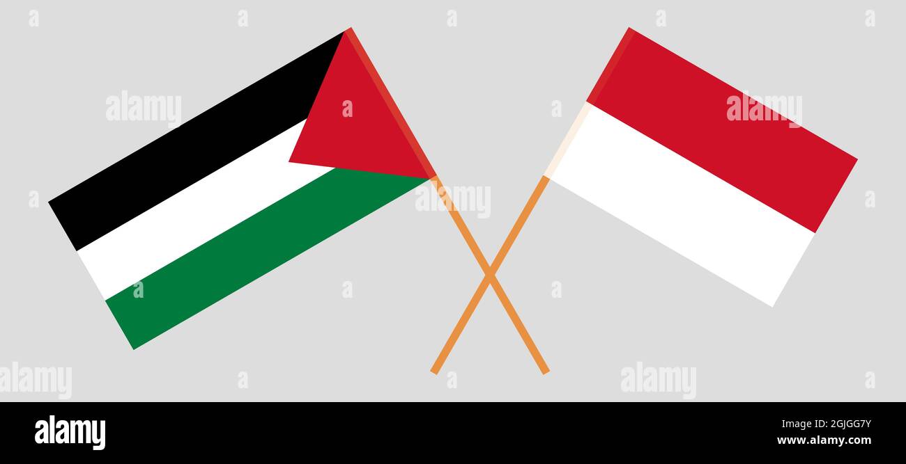 Gekreuzte Flaggen von Palästina und Indonesien Stock Vektor