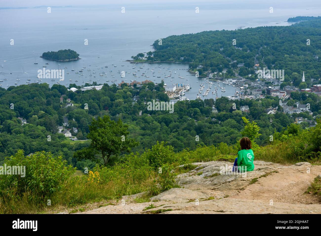 Camden Hills State Park, Maine, USA. Blick auf die Penobscot Bay vom Gipfel des Mt. Battie Stockfoto