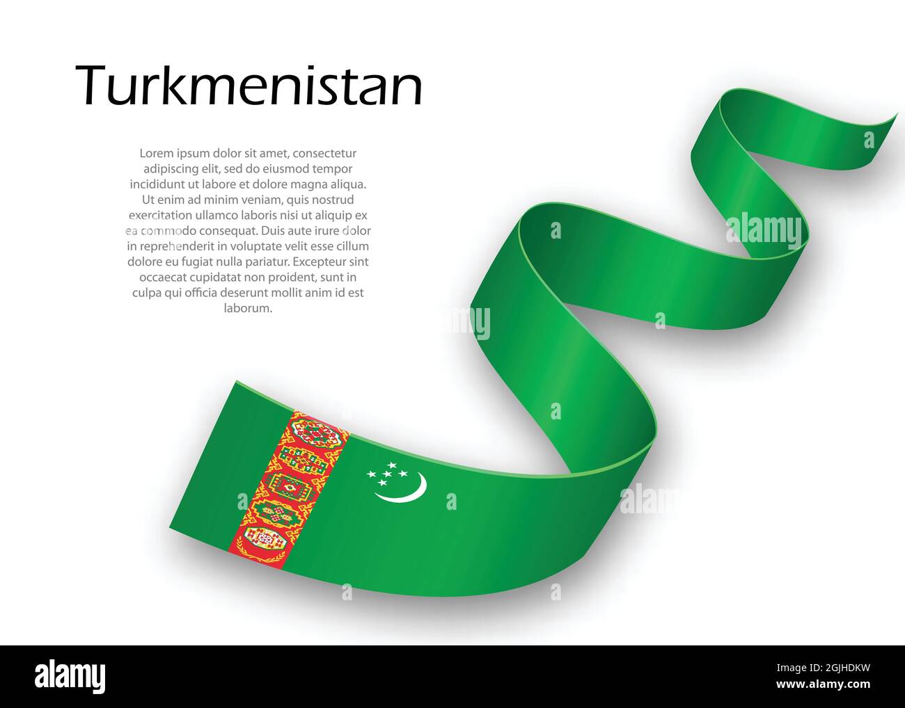 Winkende Band oder Banner mit Flagge von Turkmenistan. Für Independence day Poster Design Template Stock Vektor