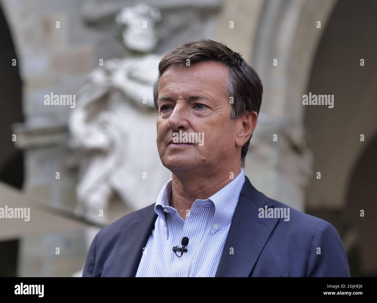 Giorgio Gori, Major von Bergamo, vor der Präsentation der Presse in Bergamo alta für das Festival „Masters of Landscape“. Stockfoto