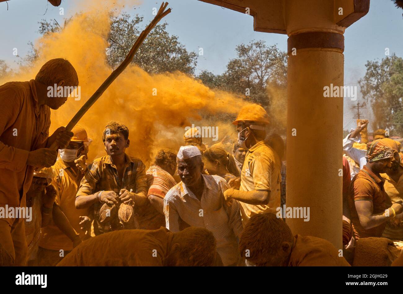 Pattankodoli Haldi jährliches Festival, in Kolhapur, Indien. Stockfoto