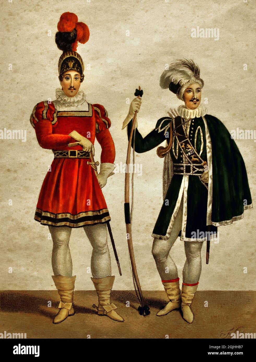 Ivanhoes Kostüme auf dem Ball des Prinzen und der Prinzessin von Orange in Brüssel, Mittwoch, den 5. Februar 1823. Brüssel, 1823. Künstler. Belgien, Belgien, Stockfoto