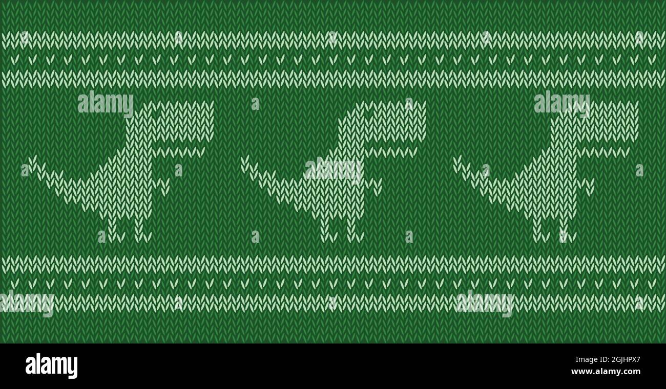 Gestrickter Dinosaurier-Tyrannosaur im Jacquard-Muster Stock Vektor