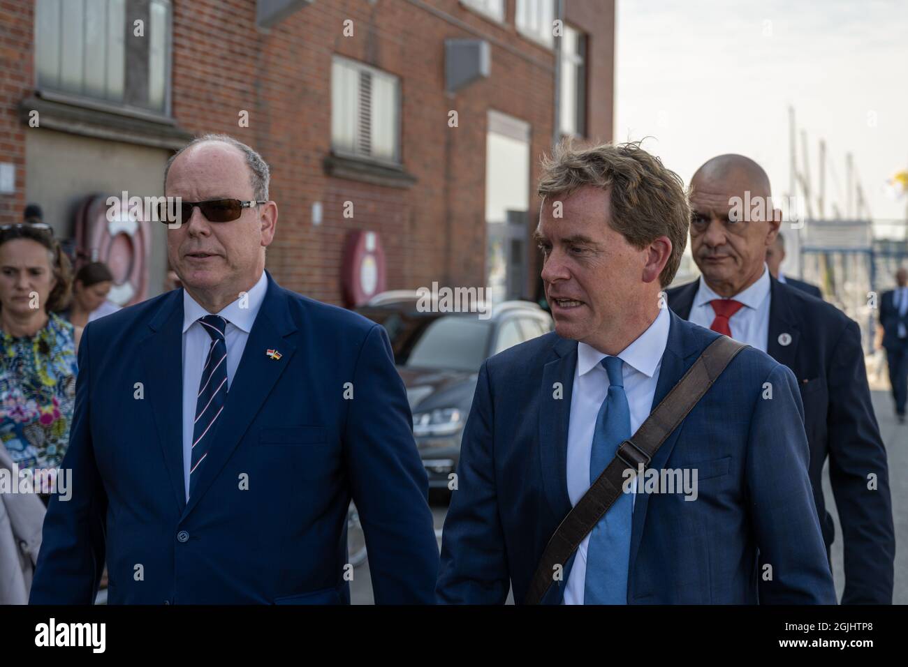 Fürst Albert II. Von Monaco mit der Direktorin Katja Mathes und Oberbürgermeister Ulf Kämpfer bei seinem Besuch bei GEOMAR in Kiel Stockfoto