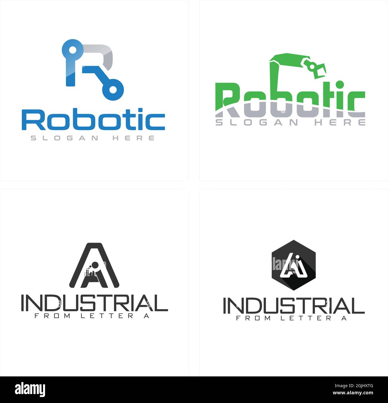 Industrielles Engineering Roboter Logo Design Stock Vektor
