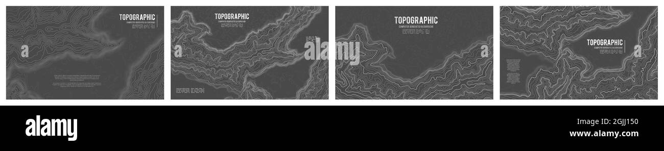 Karte auf Land Vektor Gelände. Vektordarstellung der geografischen Bergtopographie. Topografische Mustertextur. Höhenlinien der Höhengrafiken der Höhenlinien Stock Vektor