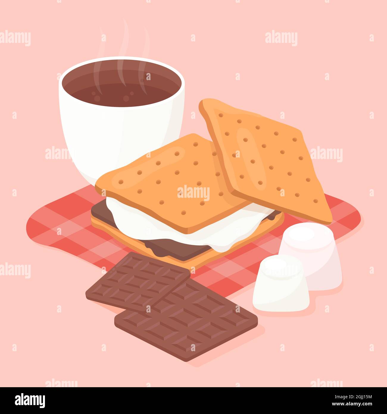 Flache Smores Dessert illustrierte Vektor-Illustration. Stock Vektor