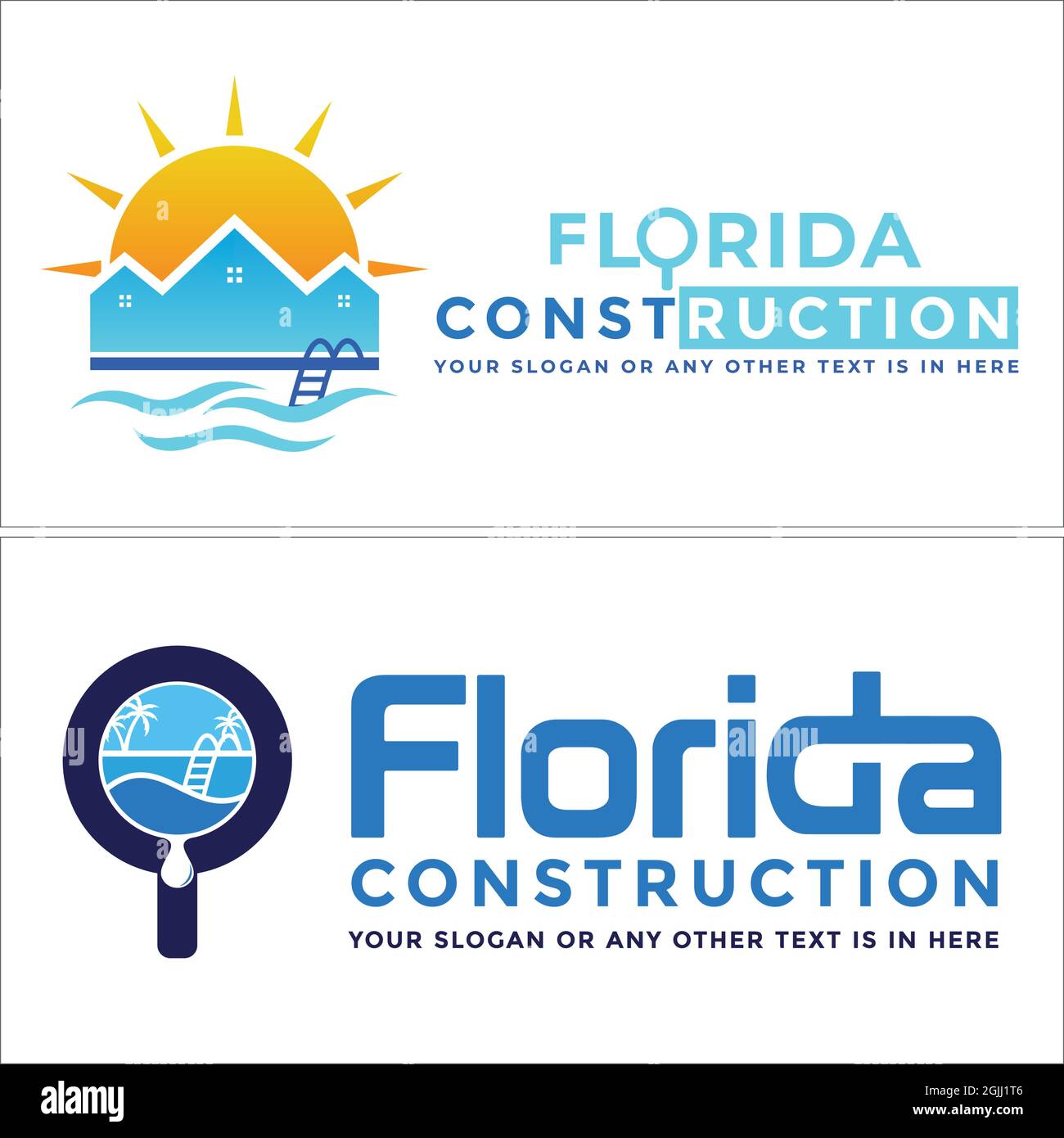 Florida Bau Pool Sommer Logo Design Stock Vektor