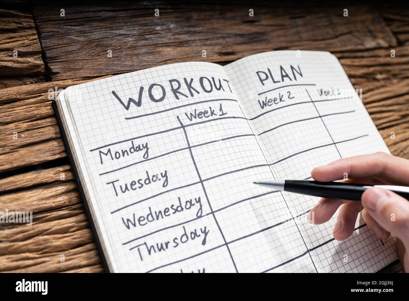 Trainingsplan. Planner-Buch Für Fitnessstudios Stockfoto