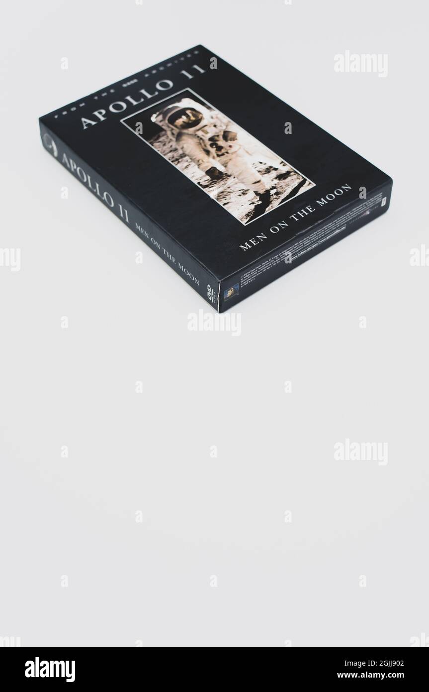 Apollo 11 Mondlandung dokumentarische DVD-Medien auf weißem Hintergrund Stockfoto