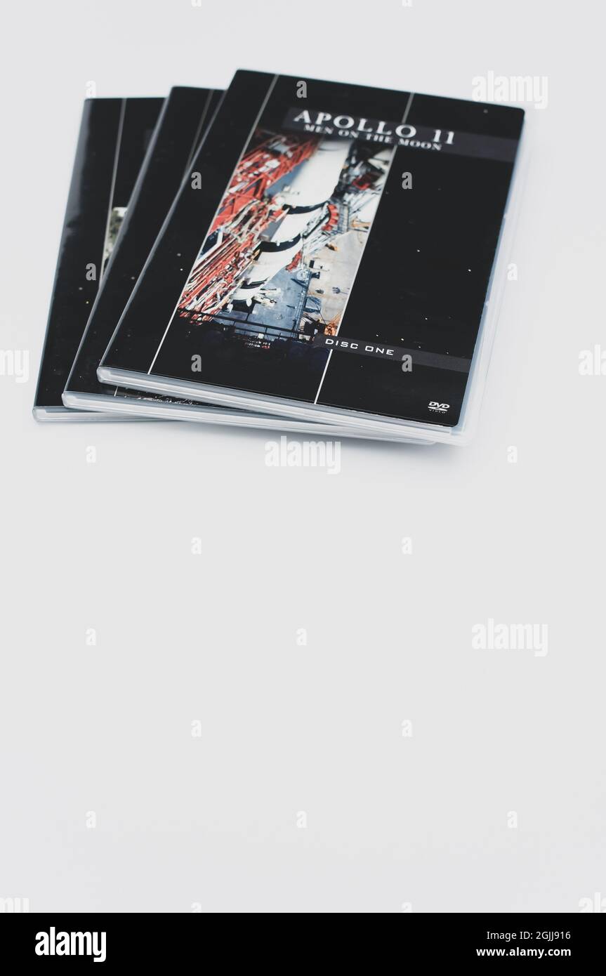 Apollo 11 Mondlandung dokumentarische DVD-Medien auf weißem Hintergrund Stockfoto