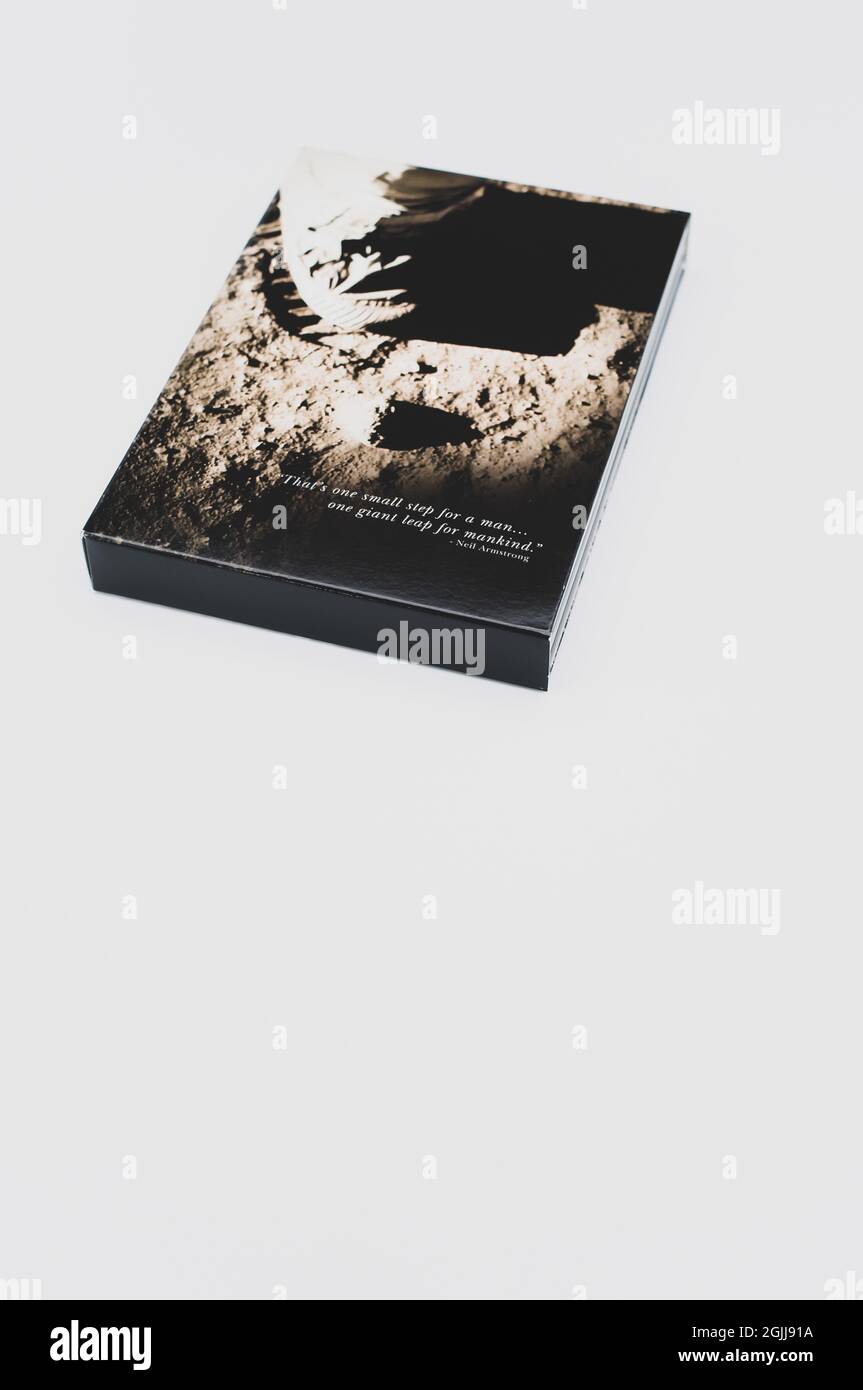Apollo 11 Mondlandung dokumentarische DVD-Medien auf weißem Hintergrund Stockfoto