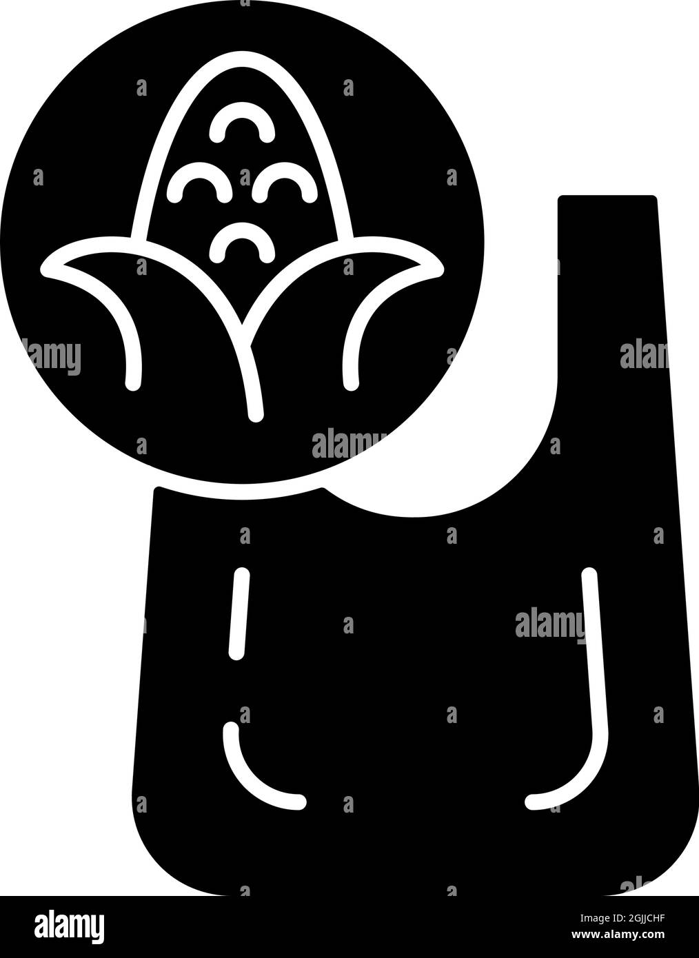 Kompostierbarer Beutel aus Mais-schwarzem Glyphen-Symbol Stock Vektor