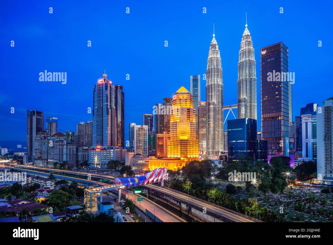 Die Skyline von Kuala Lumpur, Malaysia. Stockfoto
