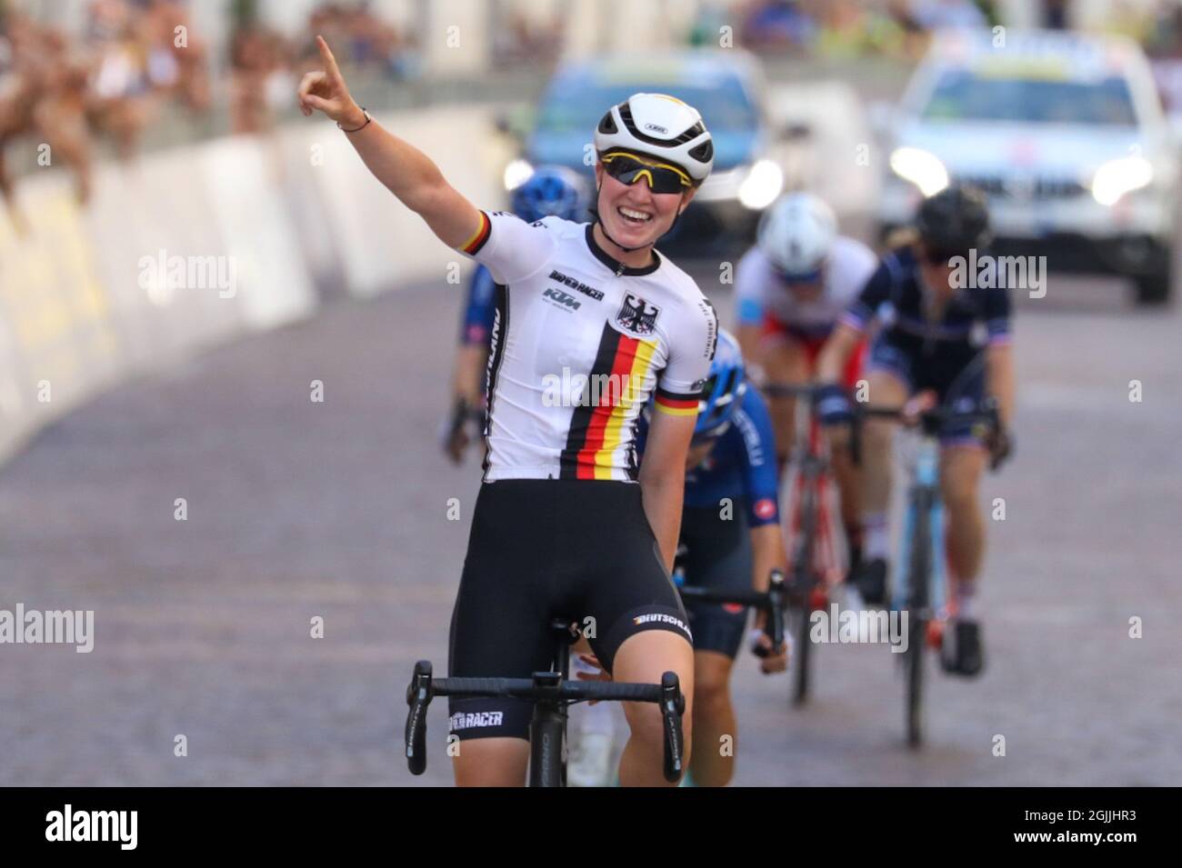 Trento, Trient, Italien, 10. September 2021, Linda REIDMANN (GER) während der UEC Road European Championships - Junior Women Road Race - Street Cycling Stockfoto