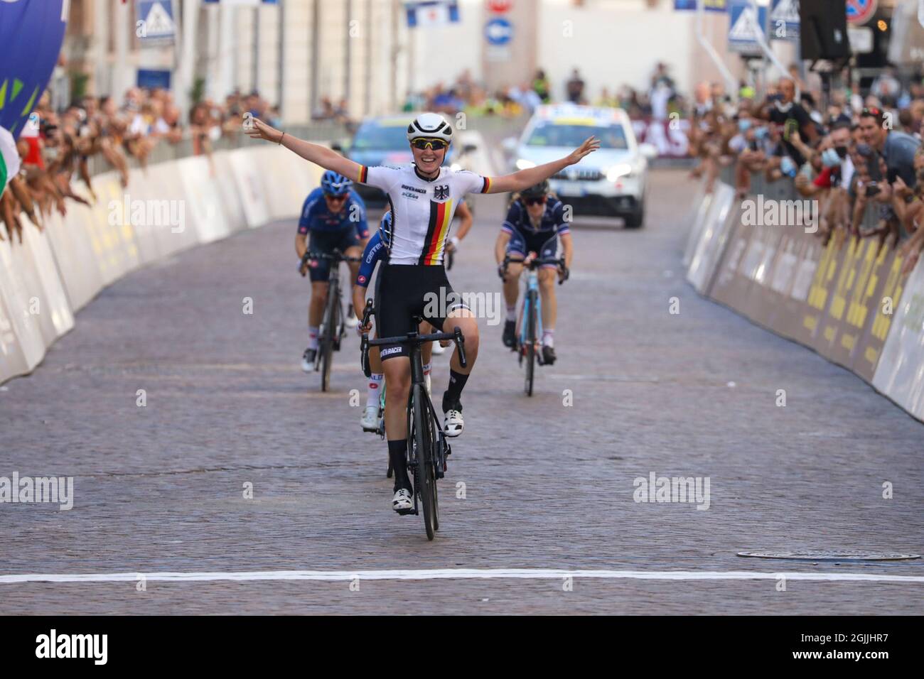 Trento, Trient, Italien, 10. September 2021, Linda REIDMANN (GER) während der UEC Road European Championships - Junior Women Road Race - Street Cycling Stockfoto