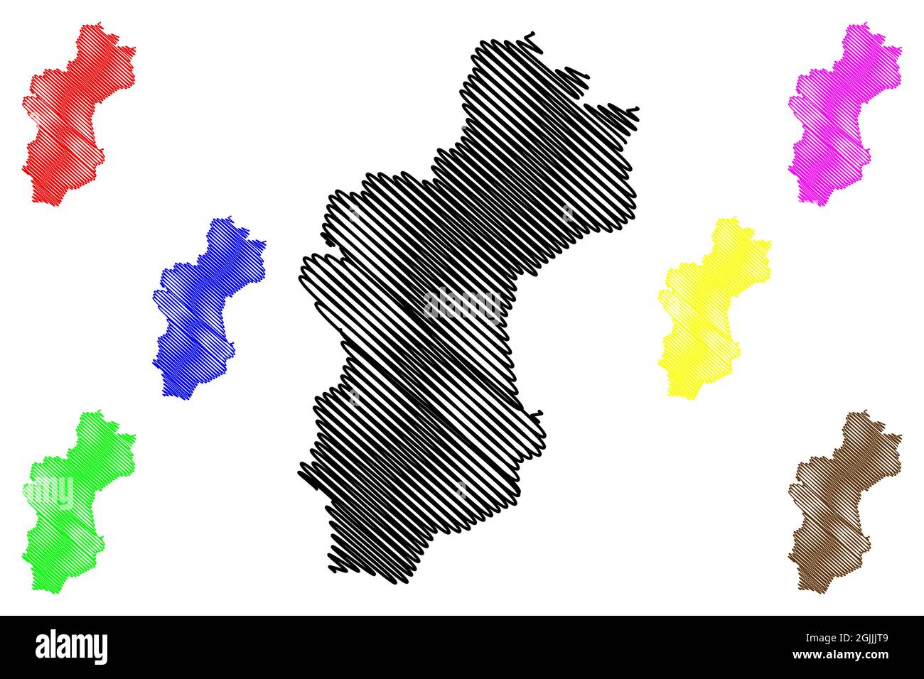 Vechta-Kreis (Bundesrepublik Deutschland, Landkreis, Bundesland Niedersachsen) Kartenvektordarstellung, Scribble-Skizze Vechta-Karte Stock Vektor