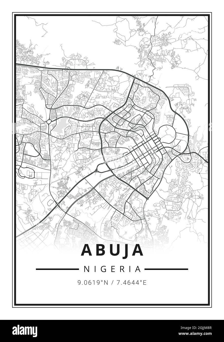 Stadtplan Kunst der Stadt Abuja in Nigeria Stockfoto